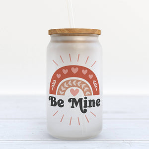 Heart & Willow Prints - Be Mine Boho Valentine's Day Frosted Glass Can Tumbler