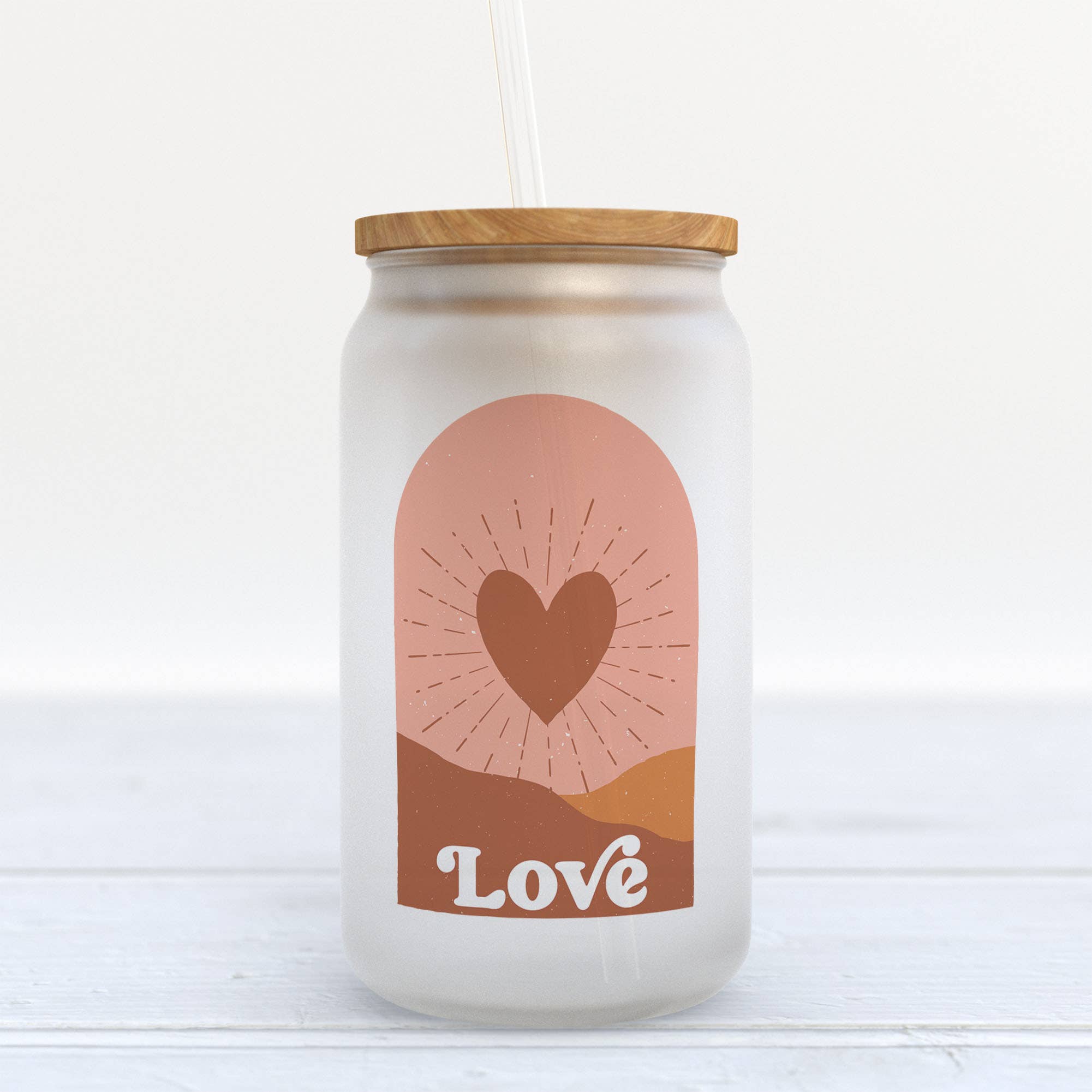 Heart & Willow Prints - Love Boho Valentine's Day Frosted Glass Can Tumbler