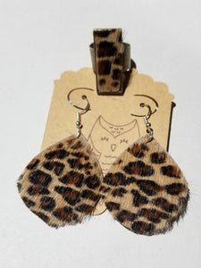 Leopard  Print Hair on Cowhide Leather Earrings