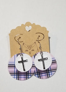 Preppy Plaid with Cross Earrings