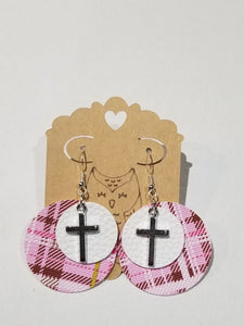 Preppy Plaid with Cross Earrings