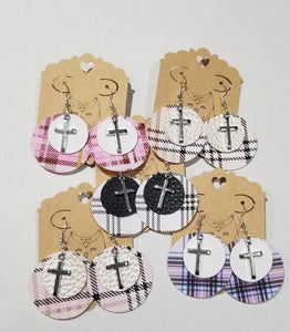 Preppy Plaid with Cross Earrings