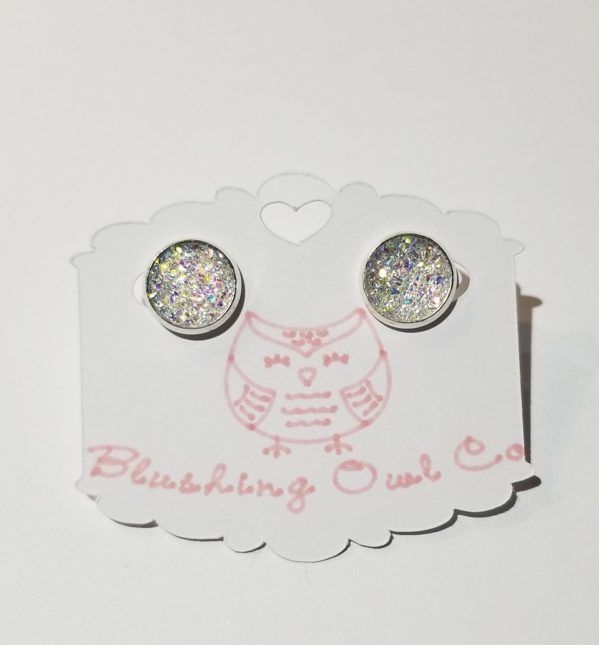 Clear Druzy Stud Earrings