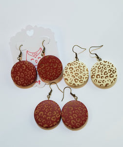 Leopard Print Wood Earrings