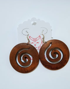 Round Wood Earrings - Coffee