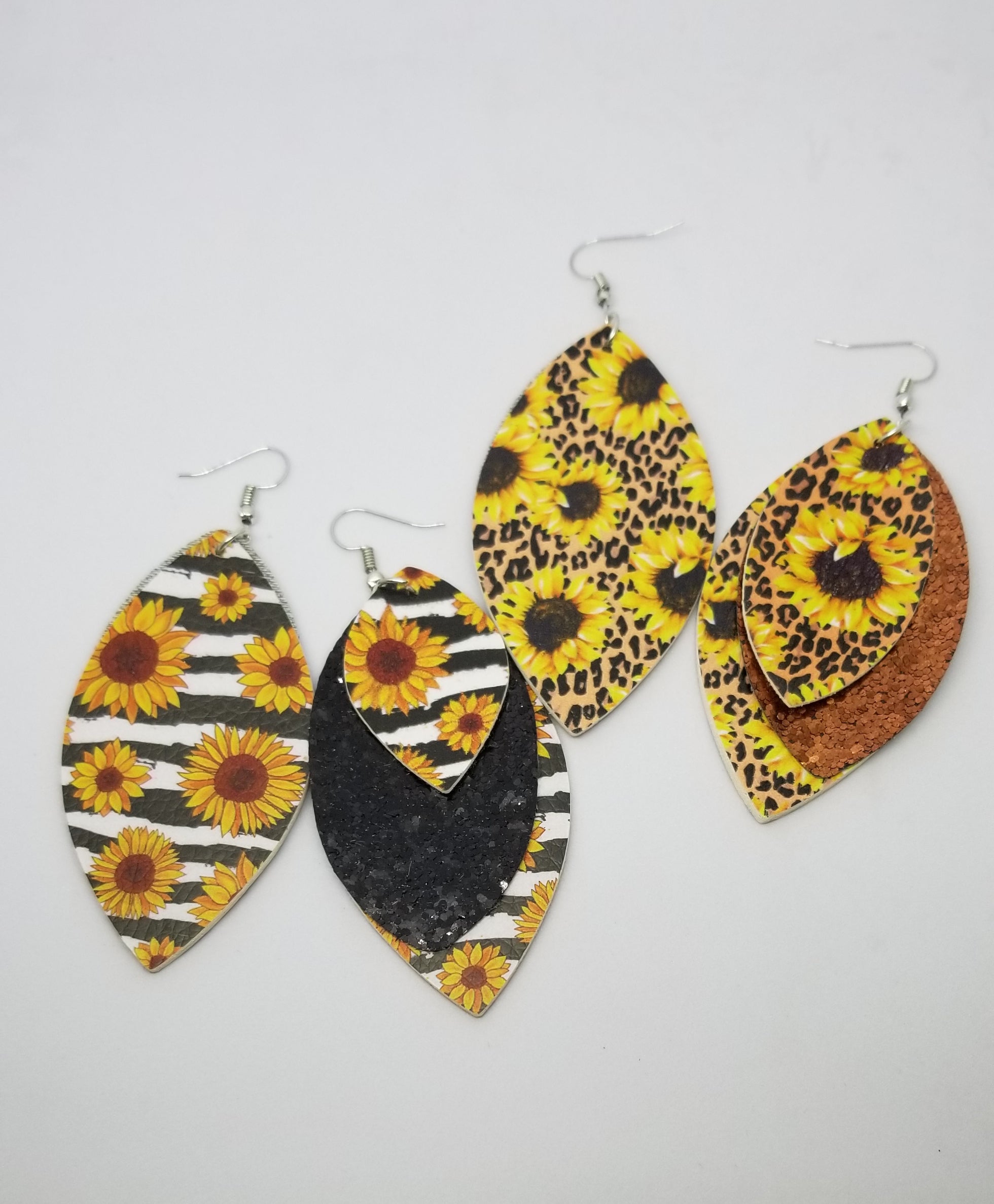 Sunflower Stacked Double Sided Petal Earrings