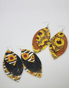 Sunflower Stacked Double Sided Petal Earrings