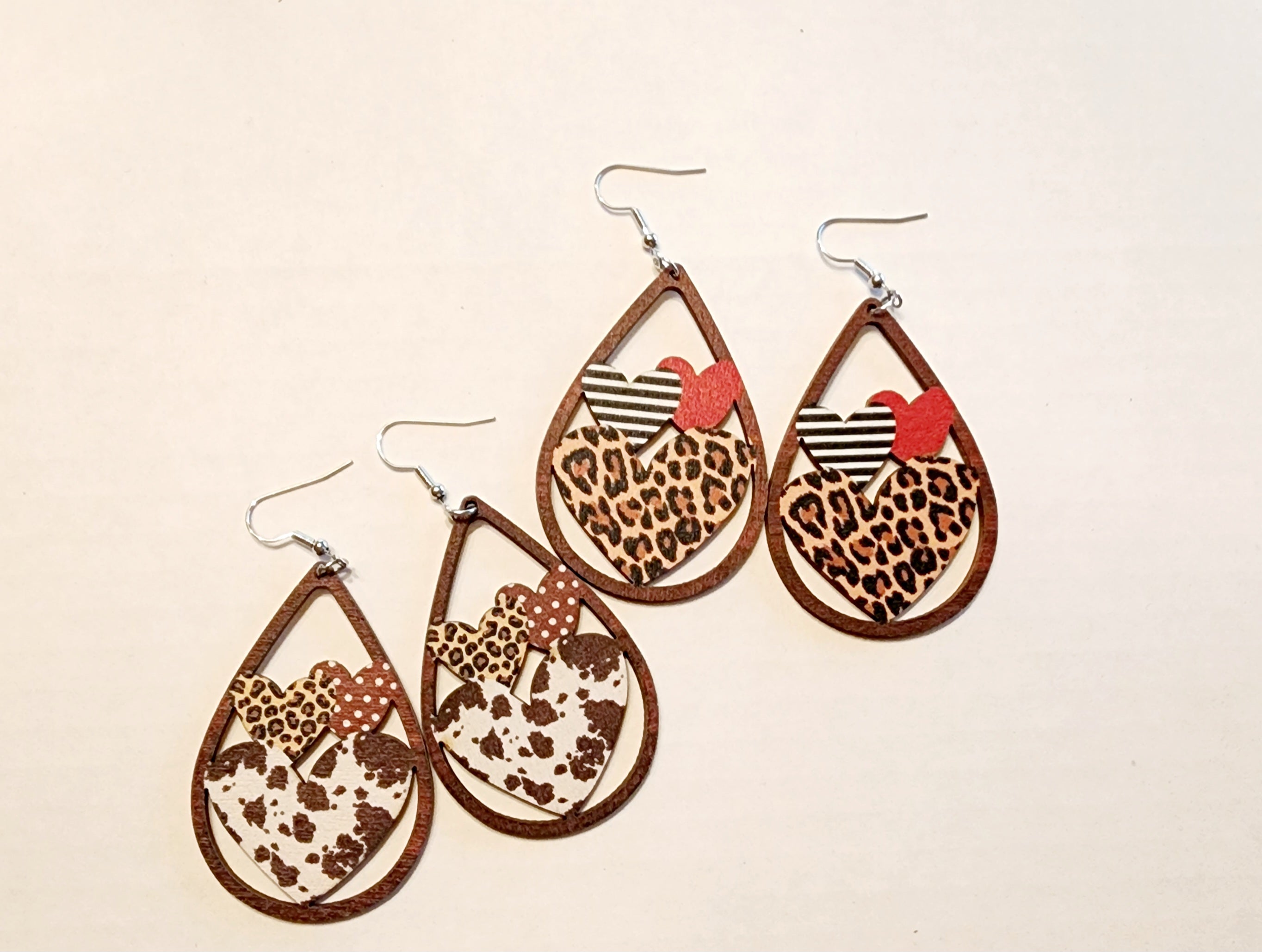 Frehsky Earrings for Women Valentine's Day Red Love Drop Earrings Double Sided Wooden Earrings to Wear Decorative Girls Gifts Valentines Day Gifts