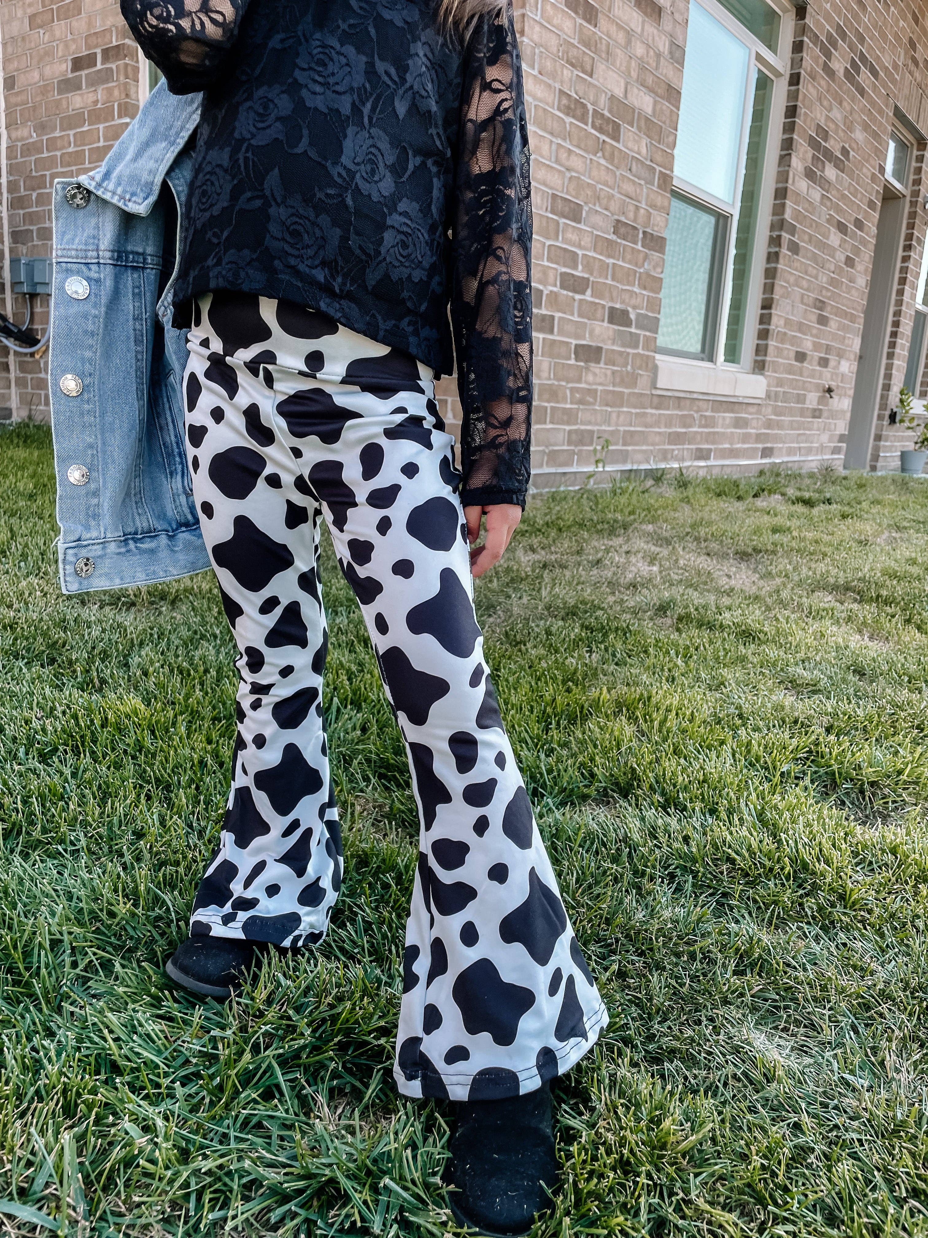 Bizzy's Wholesale - Clarabelle | Girl's Cow Print Butter Soft Flares