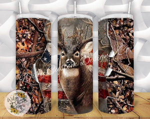 Wiley Designs Wholesale - Deer Camo USA Flag Tumbler