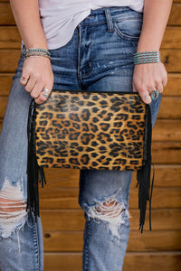 Leopard Print Fringe Crossbody Bag