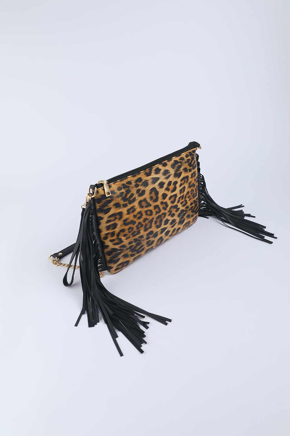 Leopard Print Fringe Crossbody Bag