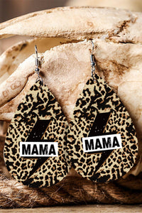 Leopard Print Lightning Bolt Mama Double Sided Earrings