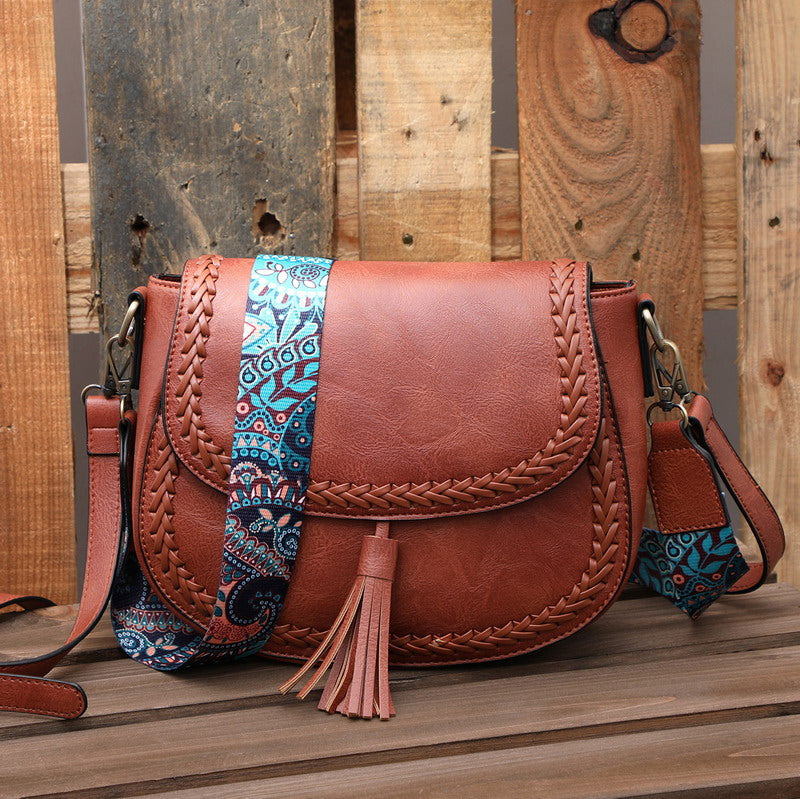LUXY Leather Crossbody Bag With Guitar Strap