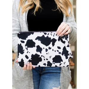 Black & White Cow Print Handbag / Oversized Clutch