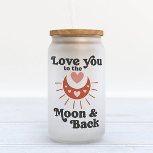 Heart & Willow Prints - Boho Moon And Back Valentine's Day Frosted Glass Can Tumbler