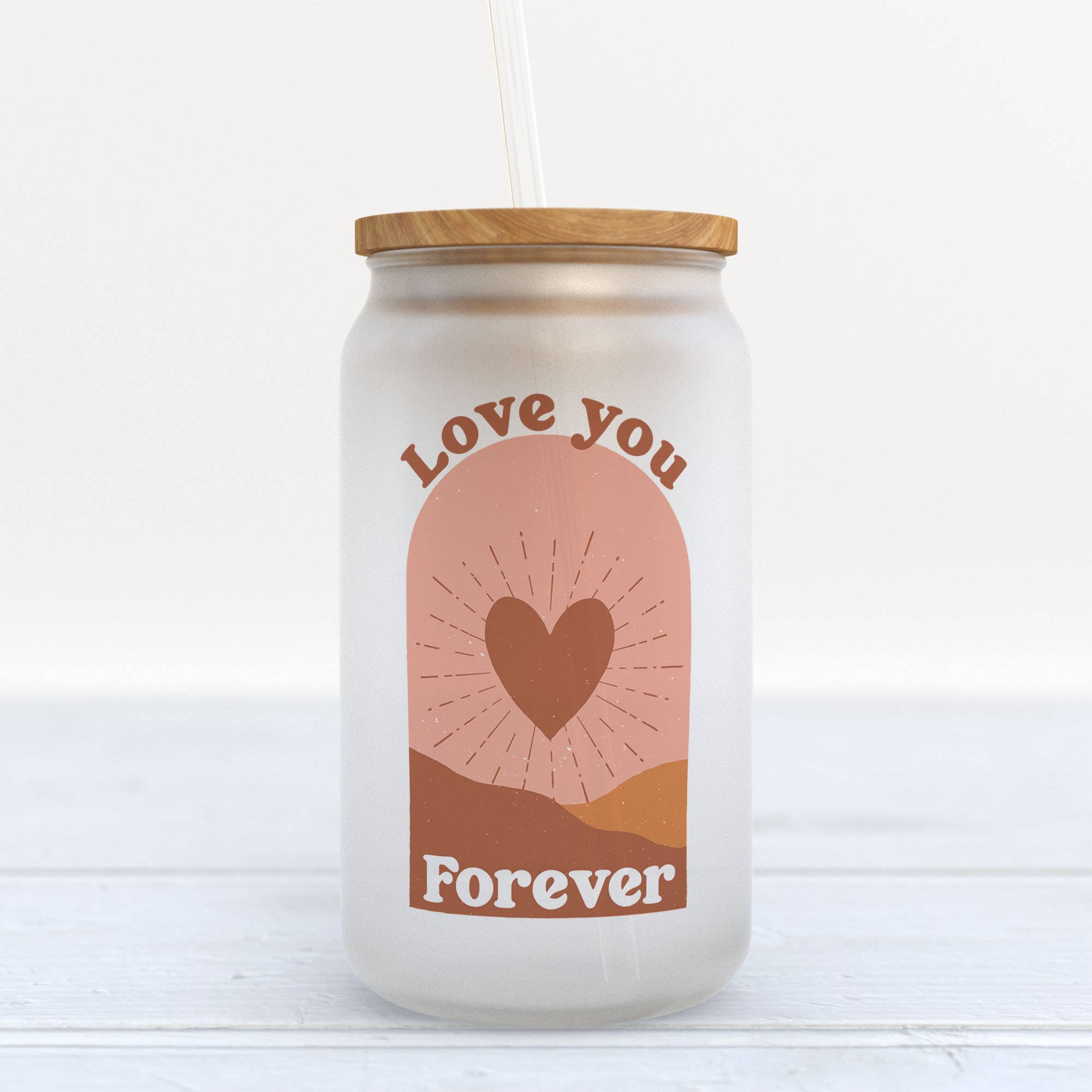 Heart & Willow Prints - Love You Boho Valentine's Day Frosted Glass Can Tumbler