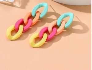 Vibrant Matte Chain Earrings