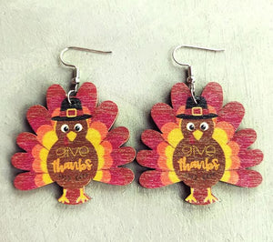 Give Thanks Turkey Fall / Thanksgiving Earrings