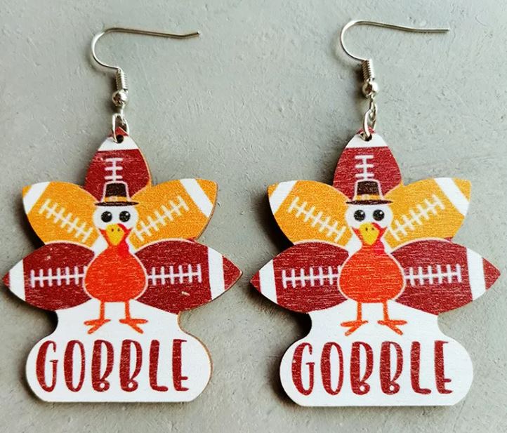 Gobble Football Turkey Fall / Thanksgiving Earrings