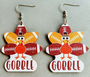 Gobble Football Turkey Fall / Thanksgiving Earrings