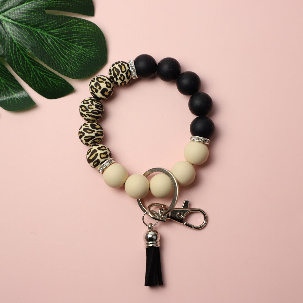 Party Favor Valentines Day Love Wood Chip Sile Bead Bracelet Keychain  Wristlet Key Chain Tassels Handchain Key Rings On  Drop Dh1No From  Garden_light, $3.69