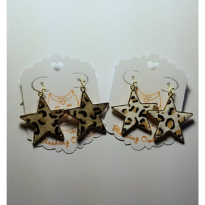 Leopard Print Star Earrings