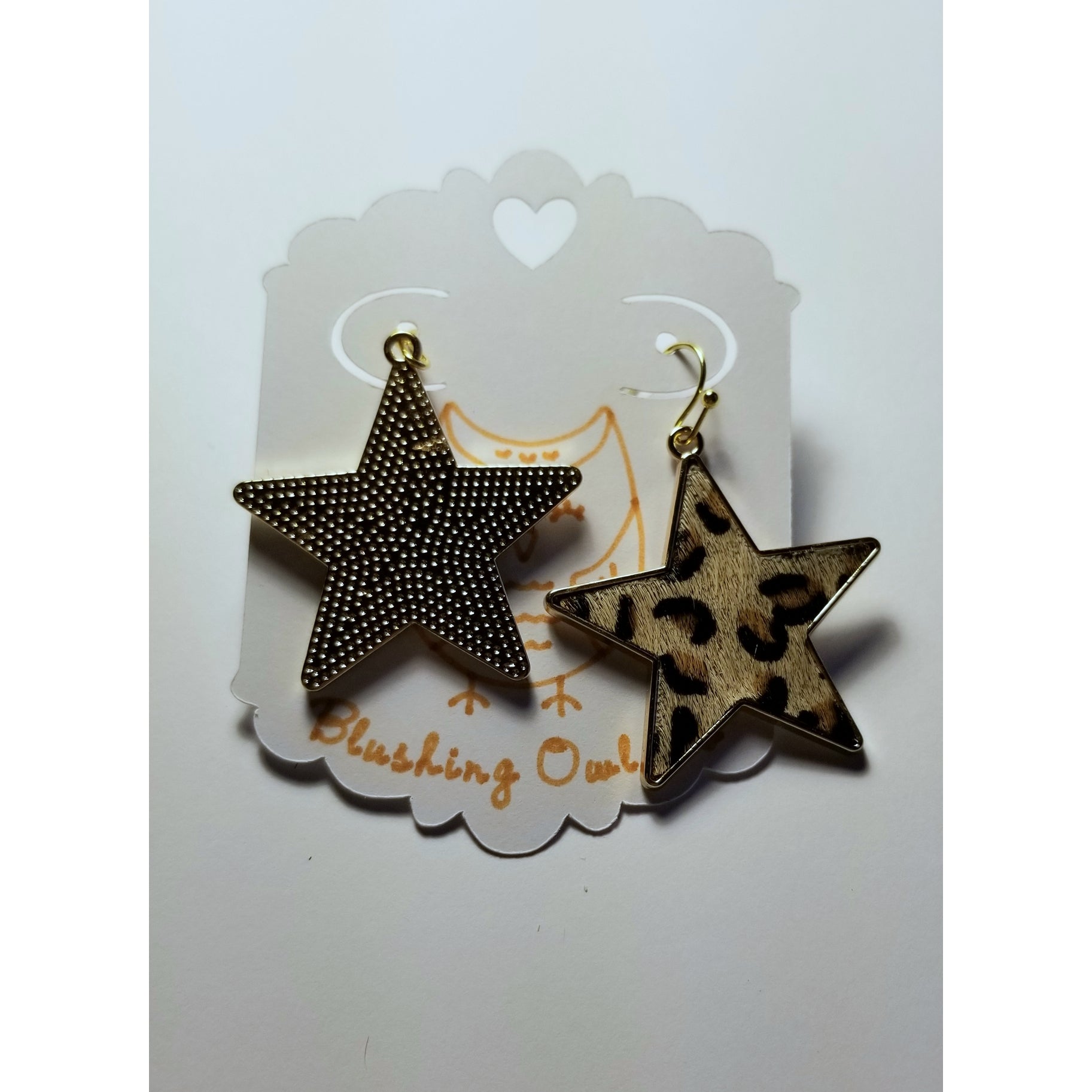 Leopard Print Star Earrings