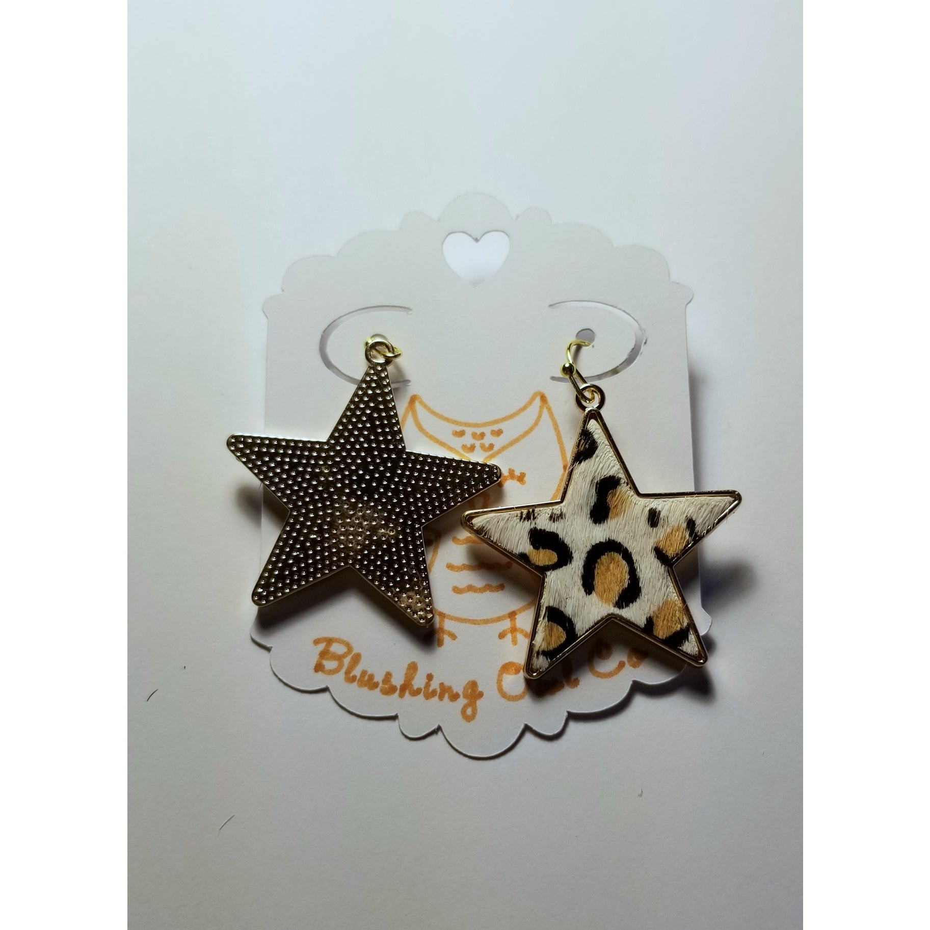 Leopard Print Star Earrings